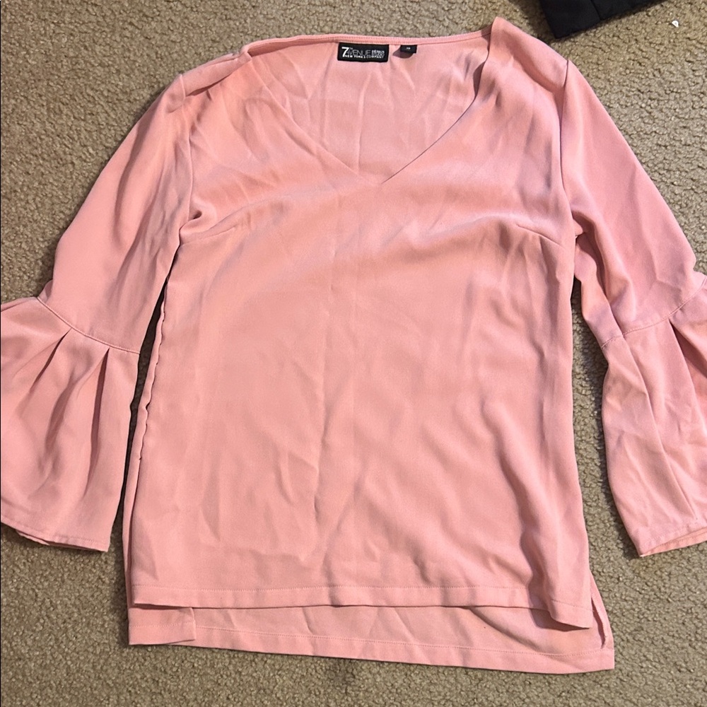 Zara Women's Soft Pink Flared Sleeve Blouse